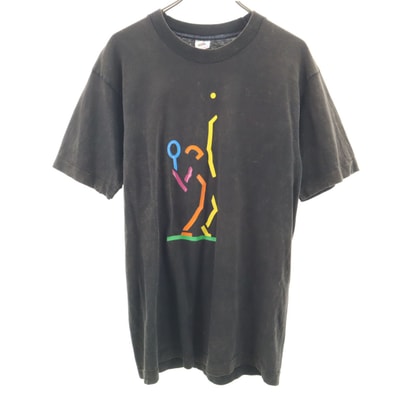 FRUIT OF THE LOOM フルーツオブザルーム 90s USA製 オールド 半袖 シングルステッチ Tシャツ L ブラック系