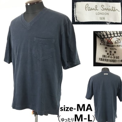 Paul Smith/ポールスミス★半袖ポケットTシャツ【メンズMA(M-L相当/navy】日本正規代理店タグ/ポルタ92/コットン/Tops/Shirts◆cBH837