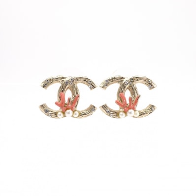 CHANEL シャネル ピアス メタル フェイクパール ゴールド CCマーク