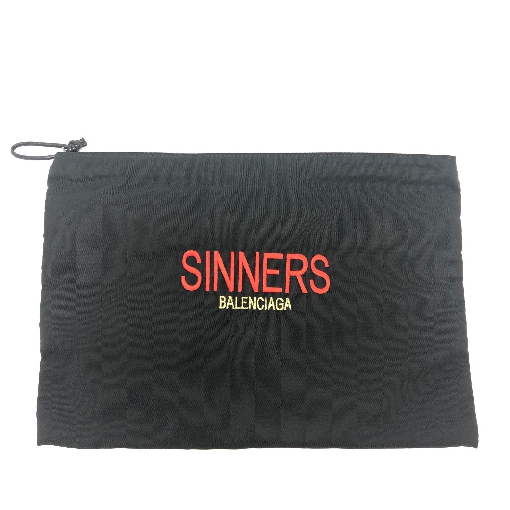 バレンシアガ BALENCIAGA SINNERS ロゴ 459745 セカンド ポーチ カバン 手持ち クラッチバッグ ナイロン ブラック