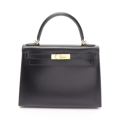 エルメス HERMES ケリー28 ハンドバッグ バッグ カーフ(牛革) ボックスカーフ Z刻印(2021年製造) レディース ブラック系 001848CC 【中古】