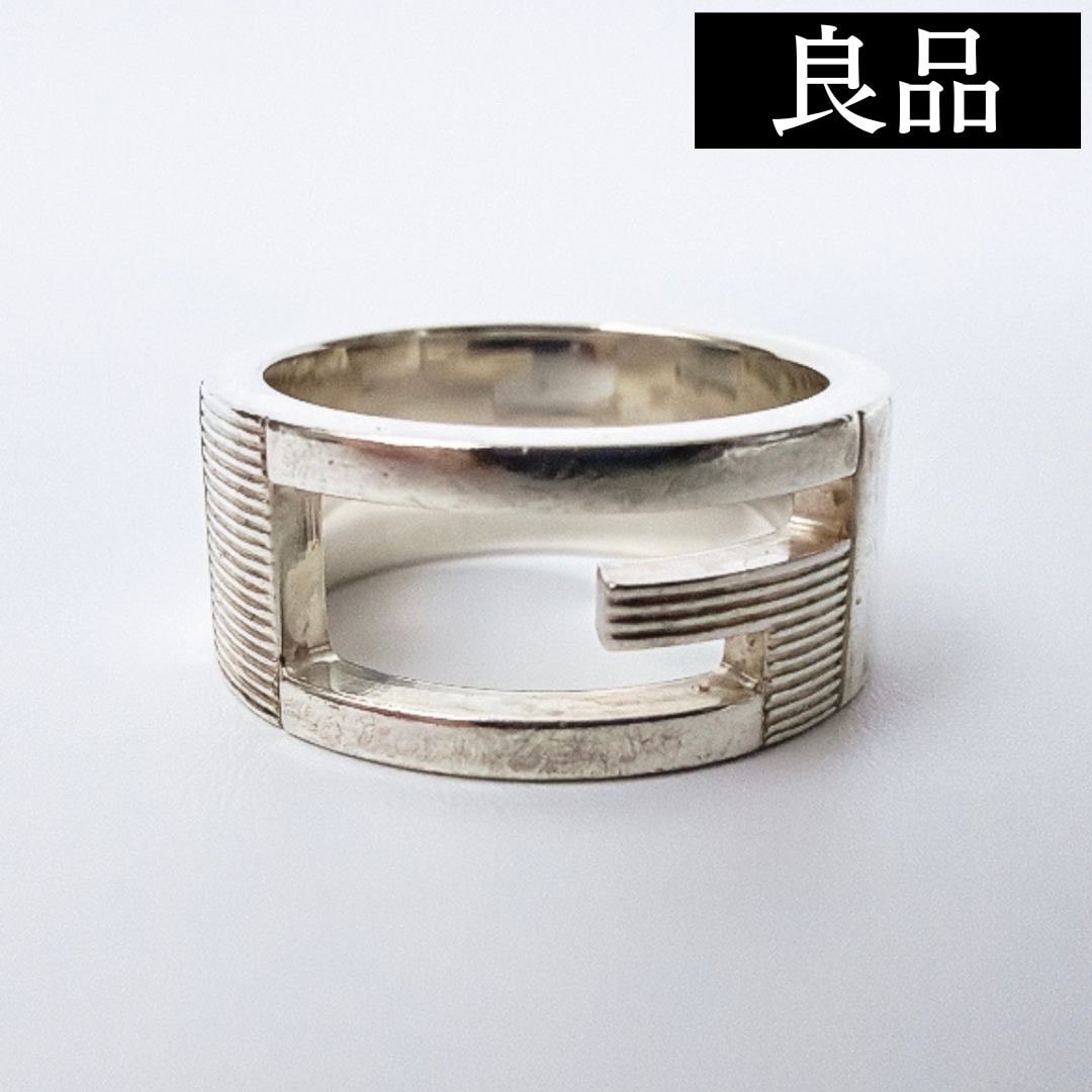 【良品】GUCCI グッチ ブランデッドG リング 指輪 シルバー 925 8号 レディース メンズ アクセサリー