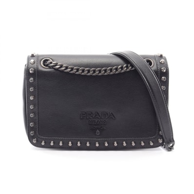 プラダ PRADA GLACE'CALF ショルダーバッグ バッグ レザー レディース ブラック系 1BD147 【中古】
