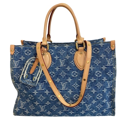 ルイヴィトン LOUIS VUITTON トートバッグ モノグラムデニム オンザゴーMM 2way ハンド ショルダーバッグ M46871 ブルー系