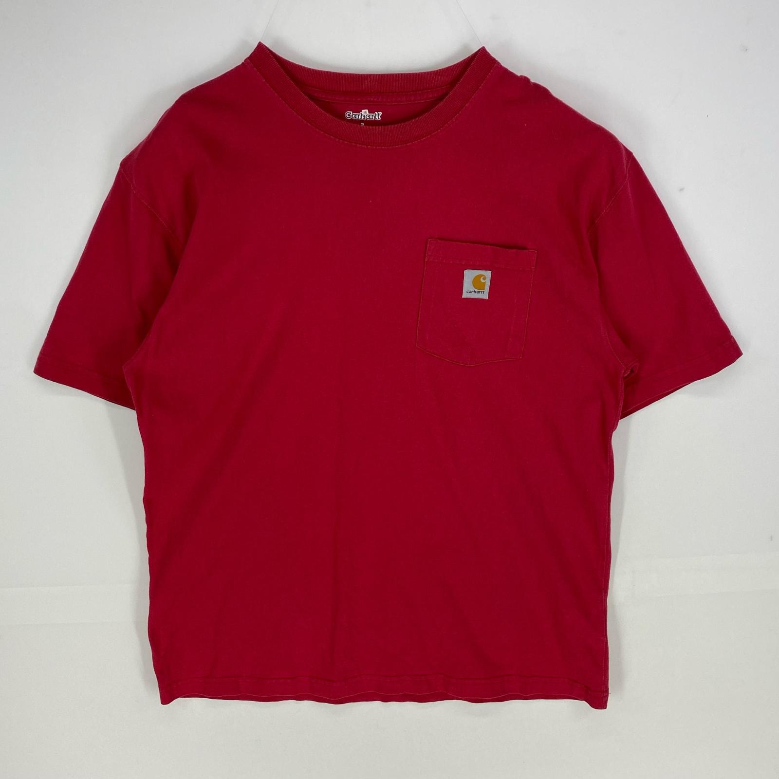 古着 カーハート Carhartt 半袖Tシャツ 胸ポケット ワンポイント クルーネック ショートスリーブ L レッド系 メンズ