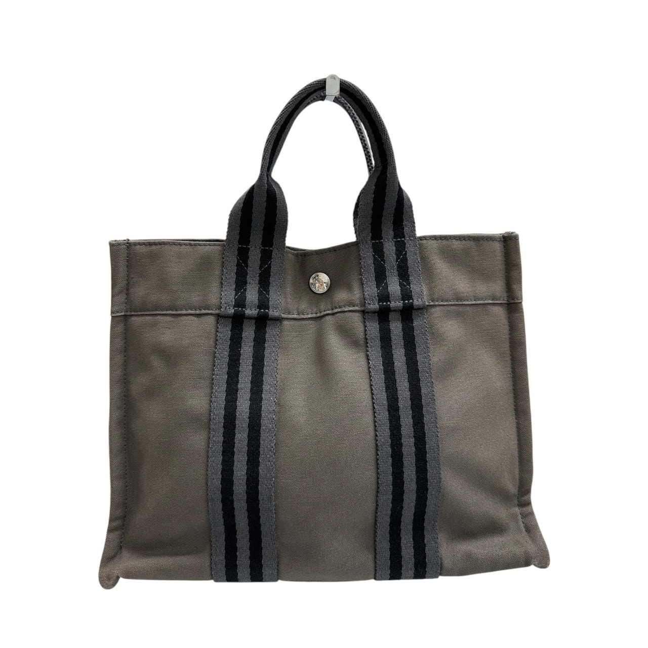 美品 HERMES エルメス フールトゥ グレー ブラック キャンバス ハンドバッグ トートバッグ S1-00147 【中古】