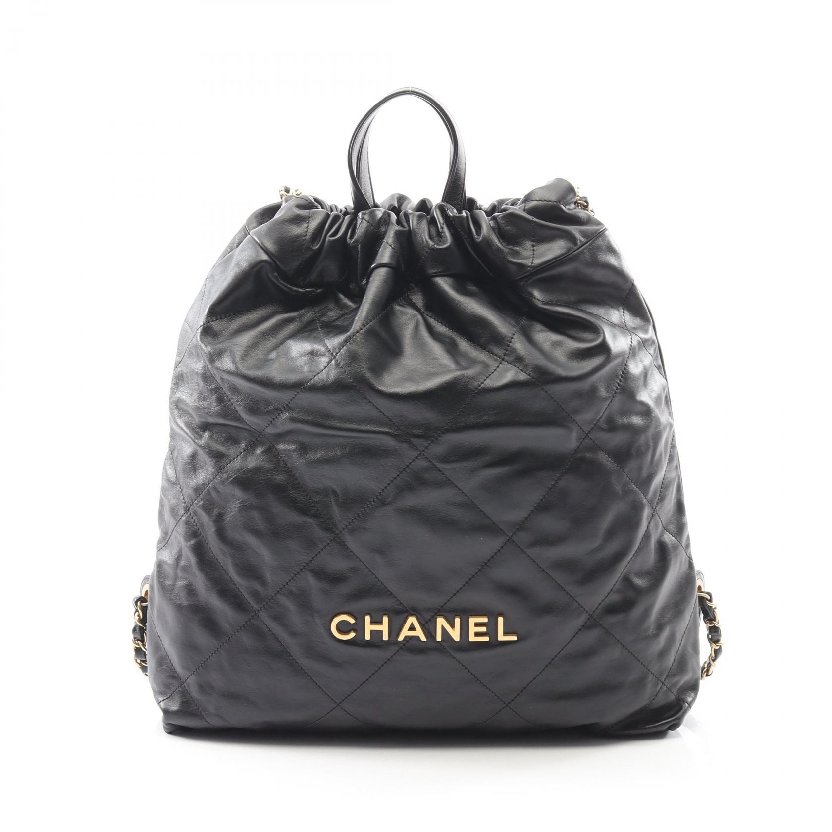 シャネル CHANEL シャネル 22 ラージ リュックサック バックパック バッグ レザー レディース ブラック系 AS3313 【中古】