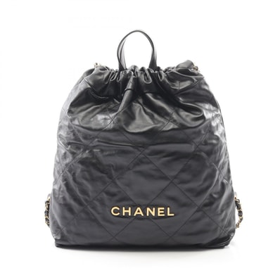 シャネル CHANEL シャネル 22 ラージ リュックサック バックパック バッグ レザー レディース ブラック系 AS3313 【中古】