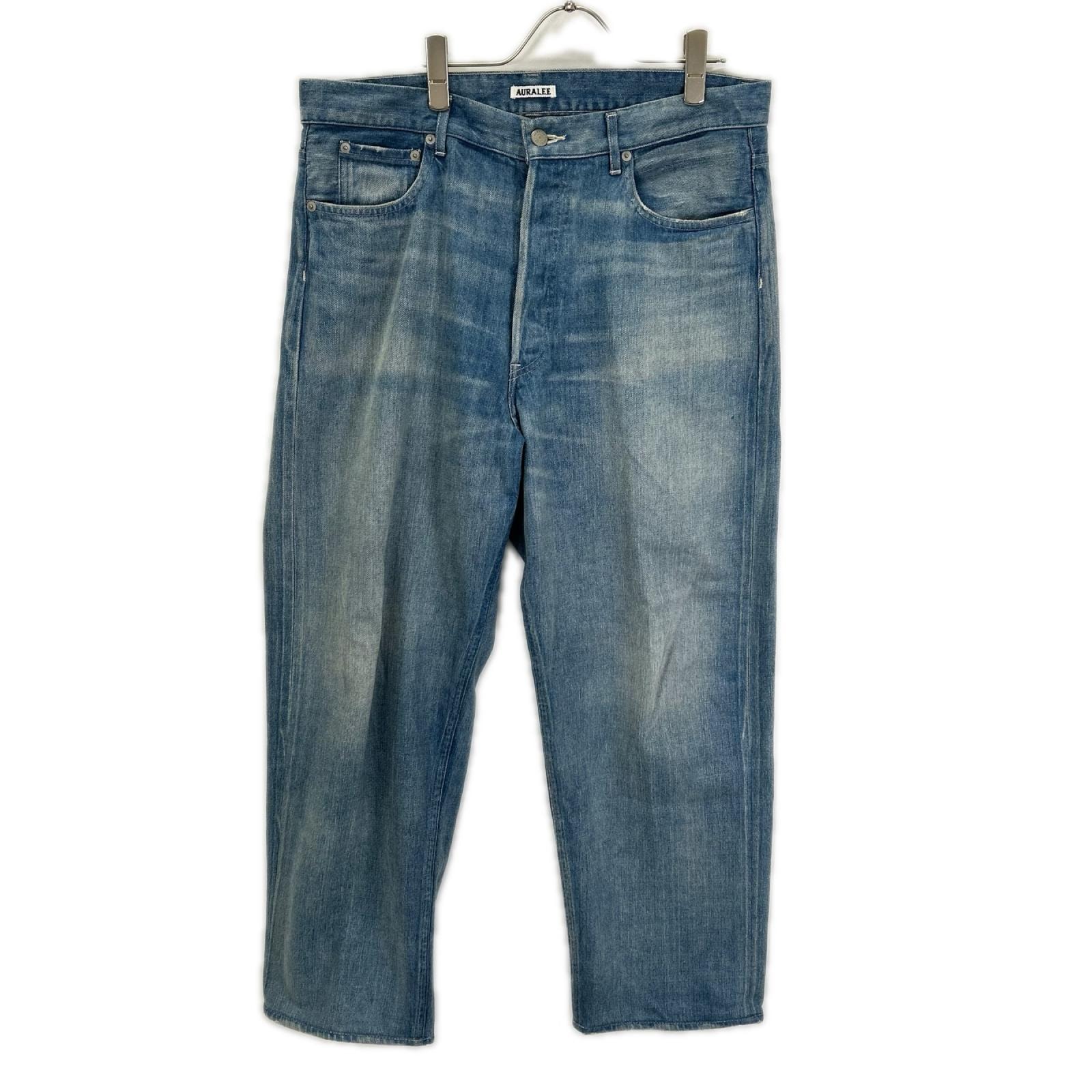 オーラリー SELVEDGE FADED LIGHT DENIM WIDE PANTS