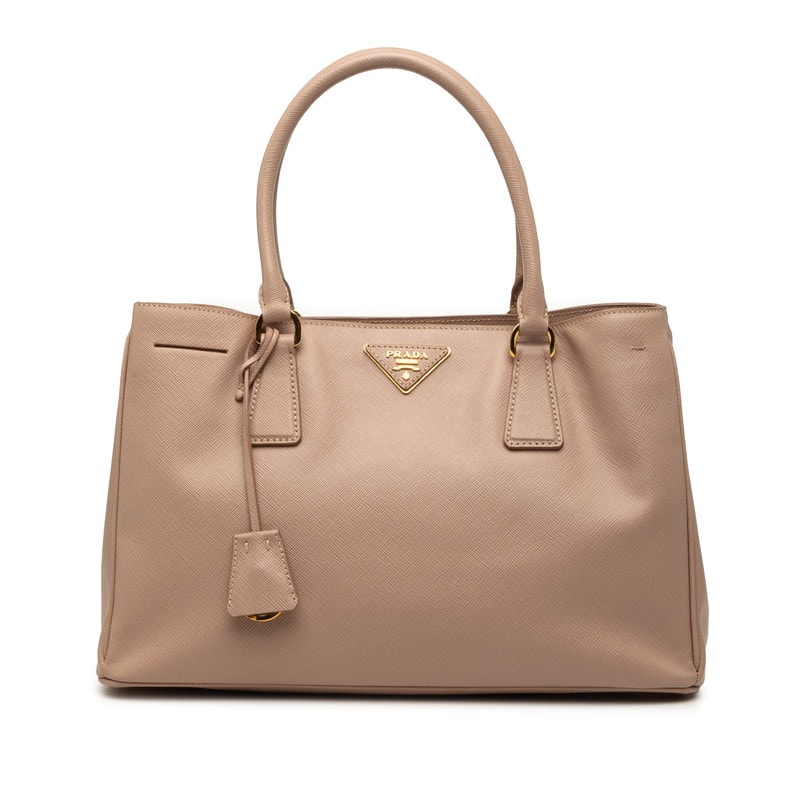 プラダ 三角ロゴプレート ガレリア トートバッグ ハンドバッグ 1BA874 ベージュ サフィアーノレザー レディース PRADA 【中古】