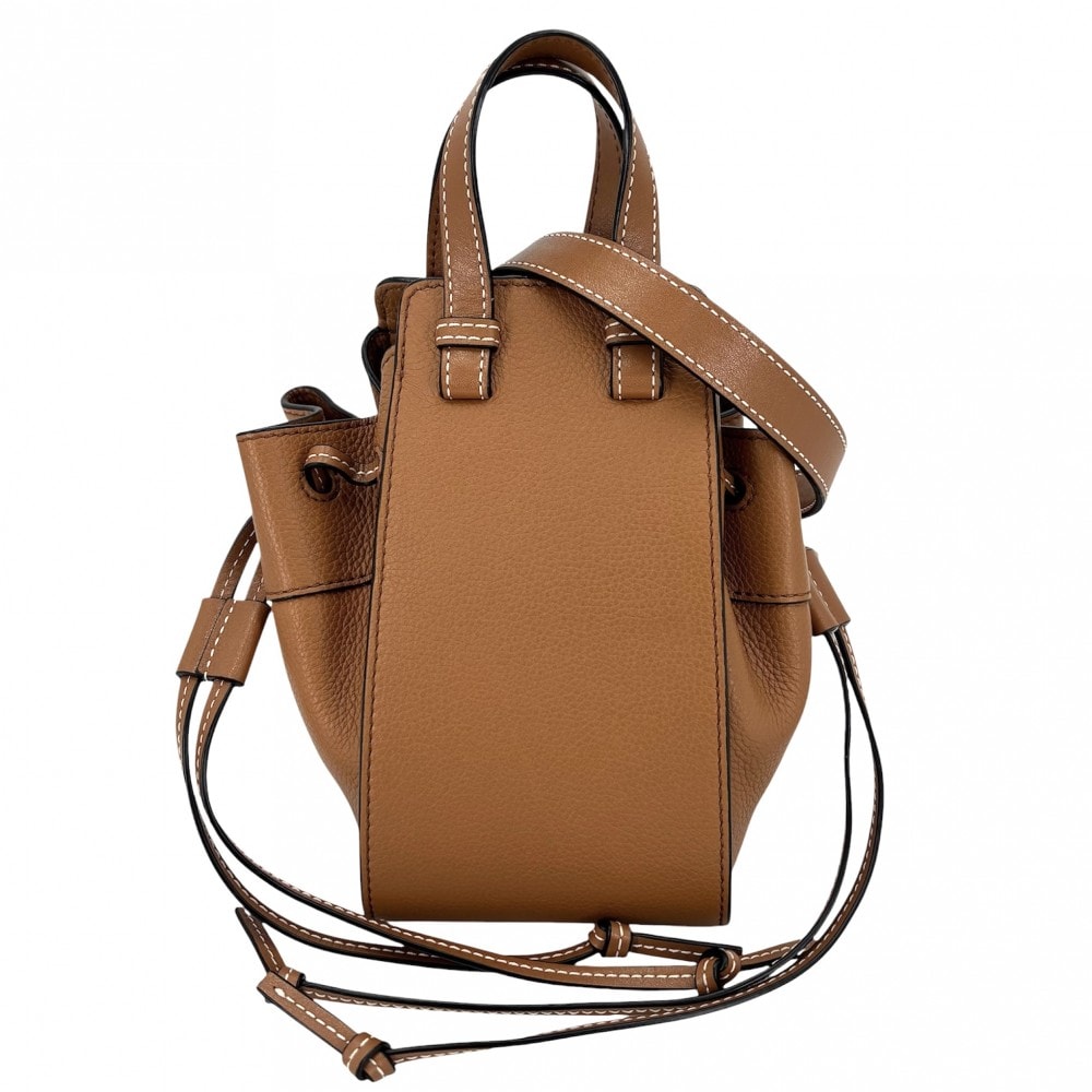 LOEWE ロエベ 2WAY ハンモック ミニ ショルダーバッグ ハンドバッグ 肩掛け 斜め掛け カーフ    ブラウン 茶 ゴールド金具 レディース 美品【中古品】