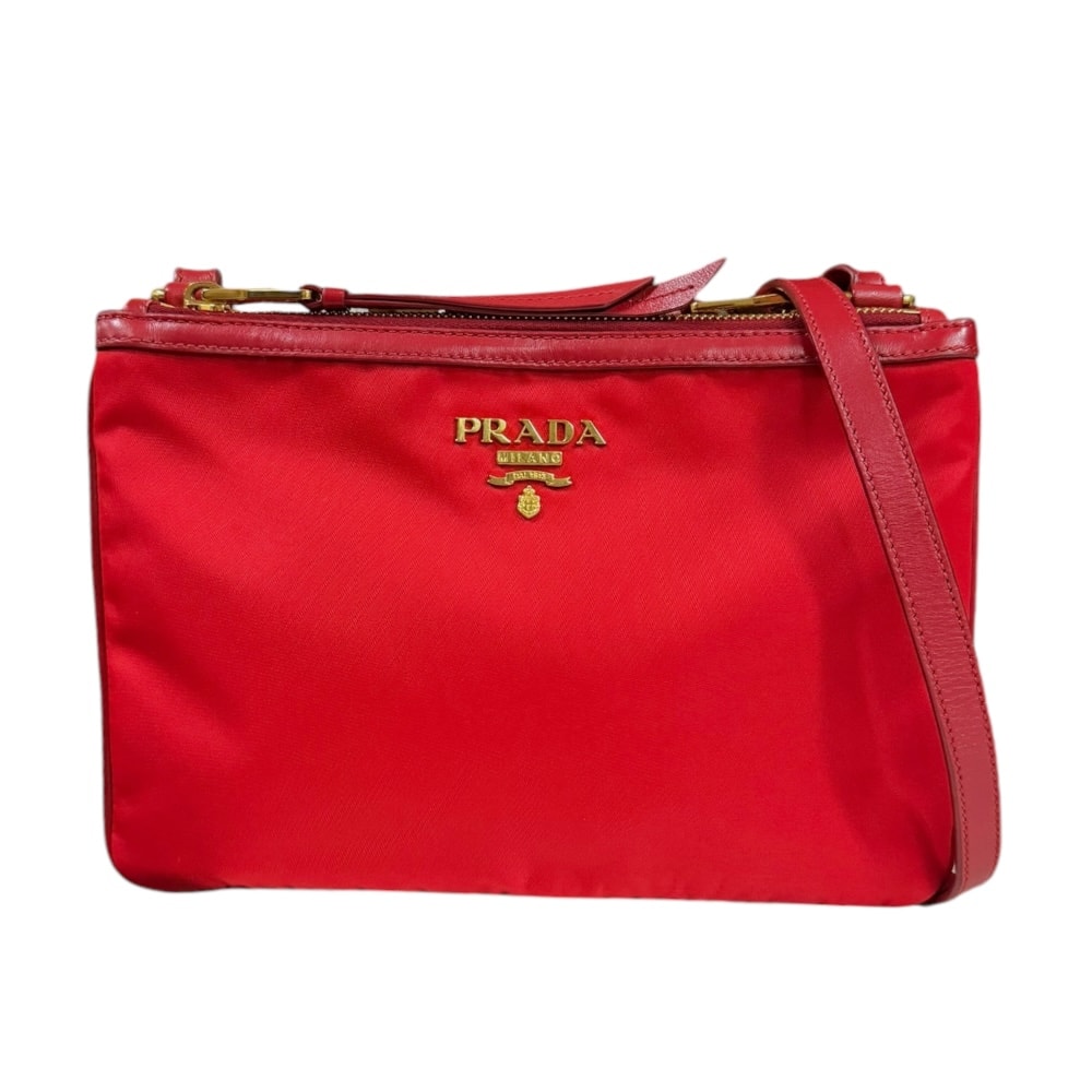 プラダ ショルダーバッグ ナイロン 1BH046 レッド レディース PRADA 中古