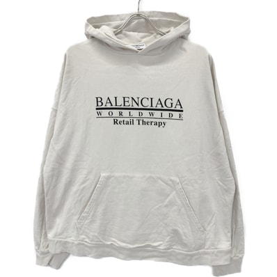 バレンシアガ 【UNISEX】675003 21年 アイボリー リテイルセラピー ロゴプリントフーディ パーカ 2
