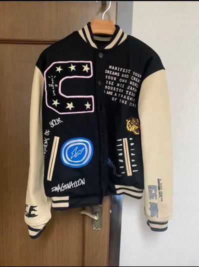 Travis Scott Cactus Jack For Fragment Manifest Letterman Jacket "Black"