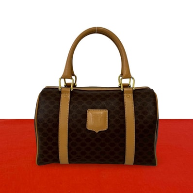 CELINE セリーヌ マカダム ブラゾン トリオンフ 柄 レザー PVC ハンドバッグ ブラウン
68299