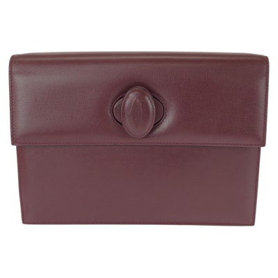 美品 CARTIER カルティエ ヴィンテージ マストライン ワインレッド ボルドー ゴールド金具 レザー クラッチバッグ セカンドバッグ 604204 【中古】
