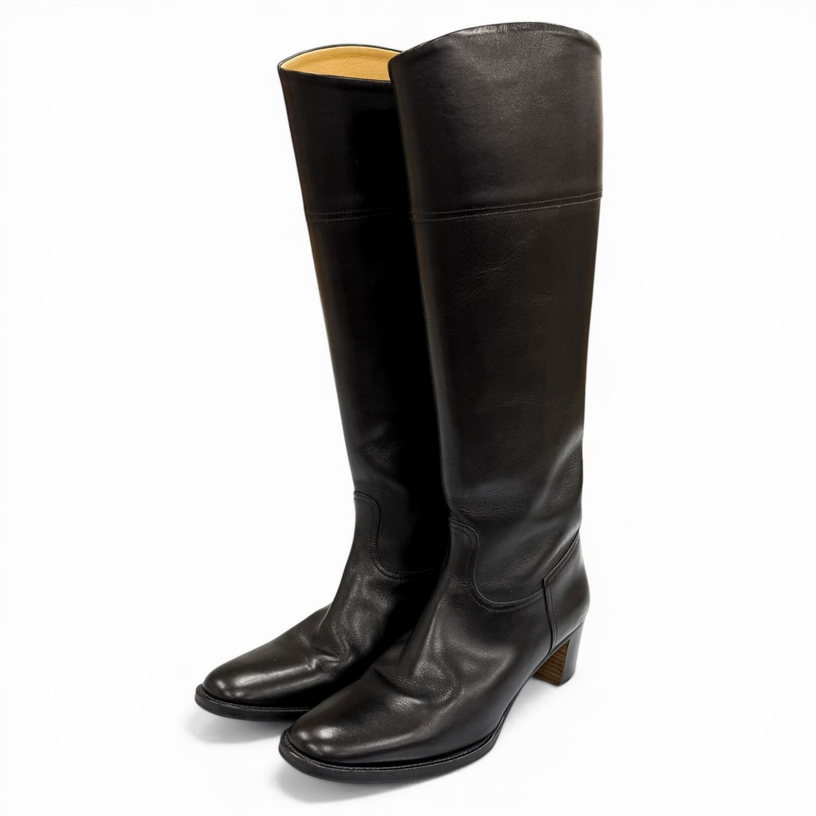 美品 エルメス ロングブーツ ブラック レディース 37.5