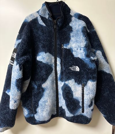 Supreme x The North Face Bleached Denim Print Fleece Jacket "Indigo"