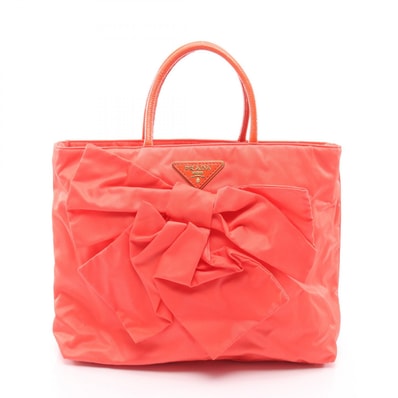 プラダ PRADA TESSUTO トートバッグ バッグ ナイロン パテントレザー レディース オレンジ系 BR3854 【中古】
