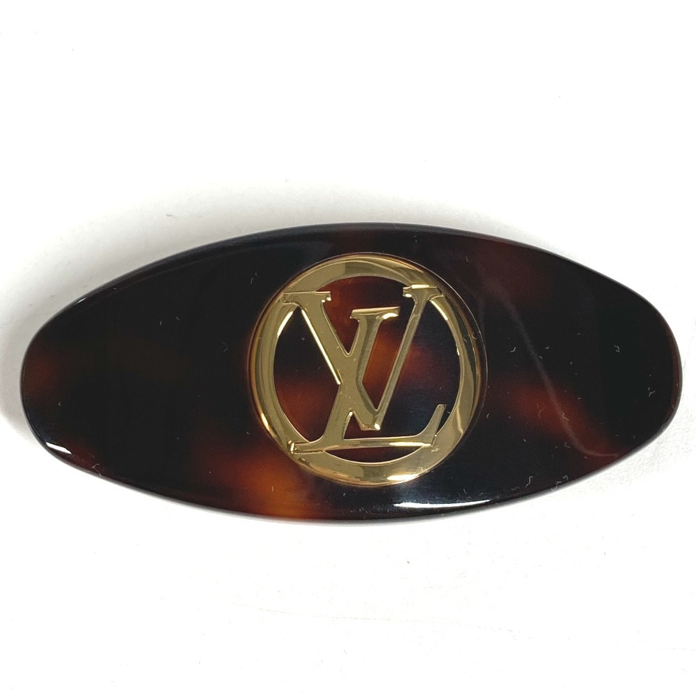 ルイヴィトン LOUIS VUITTON ヘアクリップ LVサークル M02974 ヘアアクセサリー 髪留め ピン バレッタ アセテート ブラウン 美品