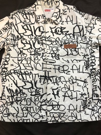 Supreme / Comme des Garçons SHIRT® Painted Canvas Chore Coat "White"