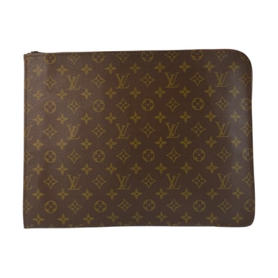 LOUIS VUITTON ルイヴィトン モノグラム ポッシュ ドキュマン ブラウン PVC クラッチバッグ 書類ケース 601046 【中古】