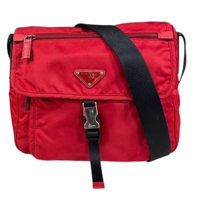 プラダ ショルダーバッグ ナイロン レッド ユニセックス PRADA 中古