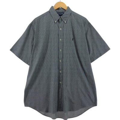 古着 ラルフローレン Ralph Lauren BLAKE 千鳥格子柄 半袖 ボタンダウン チェックシャツ メンズL相当/eaa535663