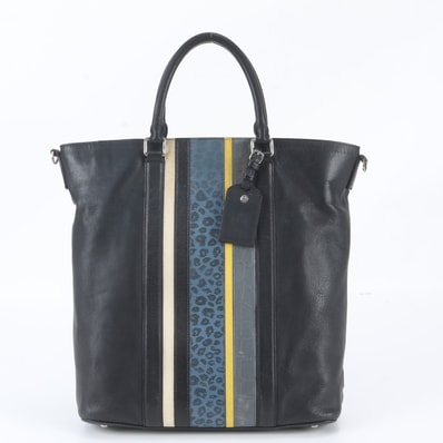 MCM エムシーエム レオパード柄 ストライプトート バッグ レザー