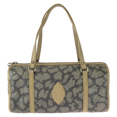 美品 YVES SAINT LAURENT イヴ サンローラン ヴィンテージ YSL ブラウン ベージュ ゴールド金具 PVC レザー/ ハンドバッグ ミニボストンバッグ 603796 【中古】