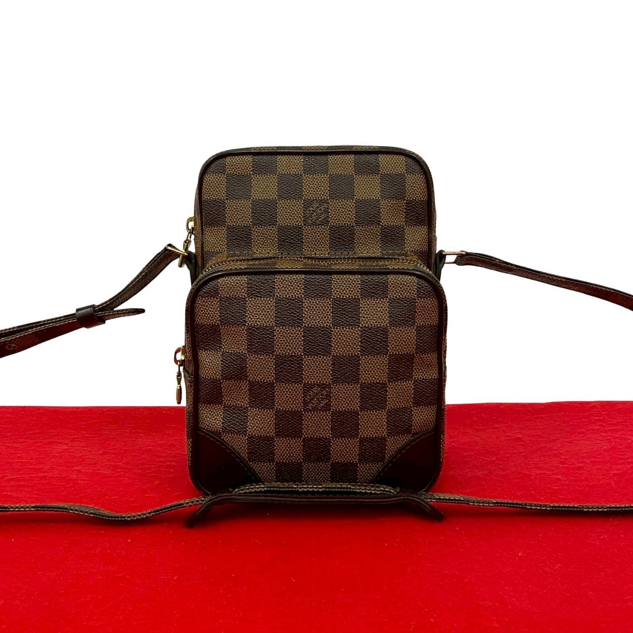 LOUIS VUITTON ルイヴィトン アマゾン ダミエ レザー PVC ショルダーバッグ ブラウン
21844