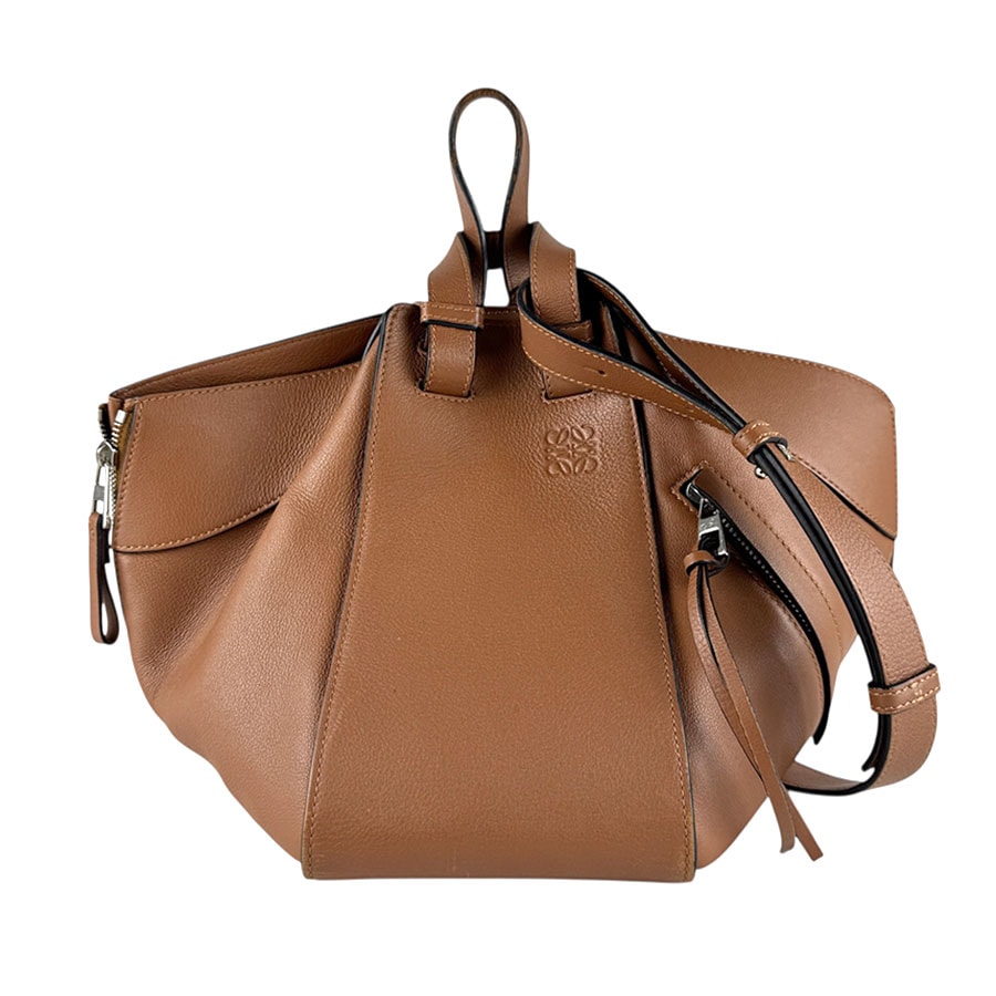 ロエベ LOEWE ショルダーバッグ ハンモック ドローストリング レザー ブラウン レディース【中古】 z8261