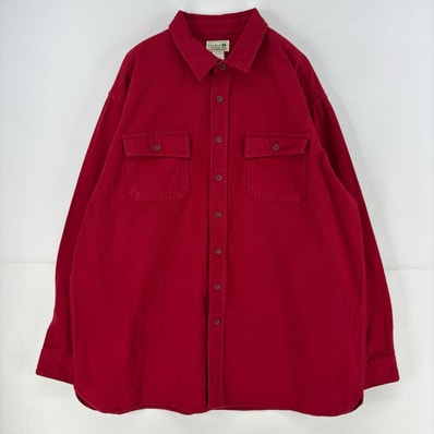 古着 エルエルビーン L.L.Bean 長袖シャツ 胸ポケット シャモアクロス 無地 大きいサイズ 2XL レッド 無地 メンズ