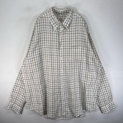 古着 ブルックスブラザーズ Brooks Brothers 長袖シャツ ボタンダウン 胸ポケット XL ホワイト系 チェック メンズ