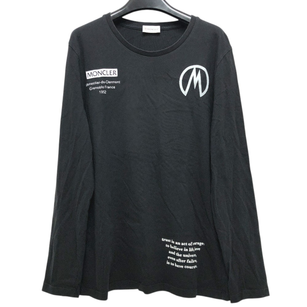 モンクレール MONCLER T-SHIRT アパレル トップス カットソー ロンT プリントシャツ 長袖シャツ コットン ブラック
