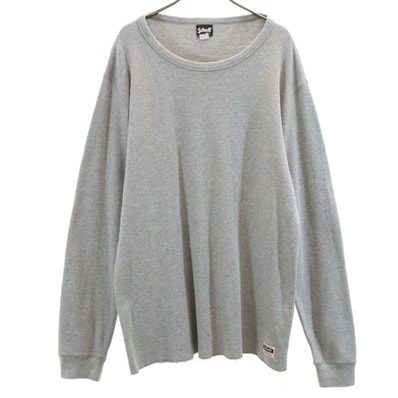 schott ショット 長袖 ハニカムワッフル Tシャツ XL グレー ロンT