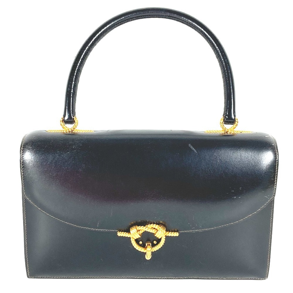 エルメス HERMES コルドリエール ヴィンテージ カバン フラップ ハンドバッグ レザー ブラック