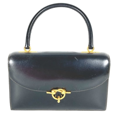 エルメス HERMES コルドリエール ヴィンテージ カバン フラップ ハンドバッグ レザー ブラック