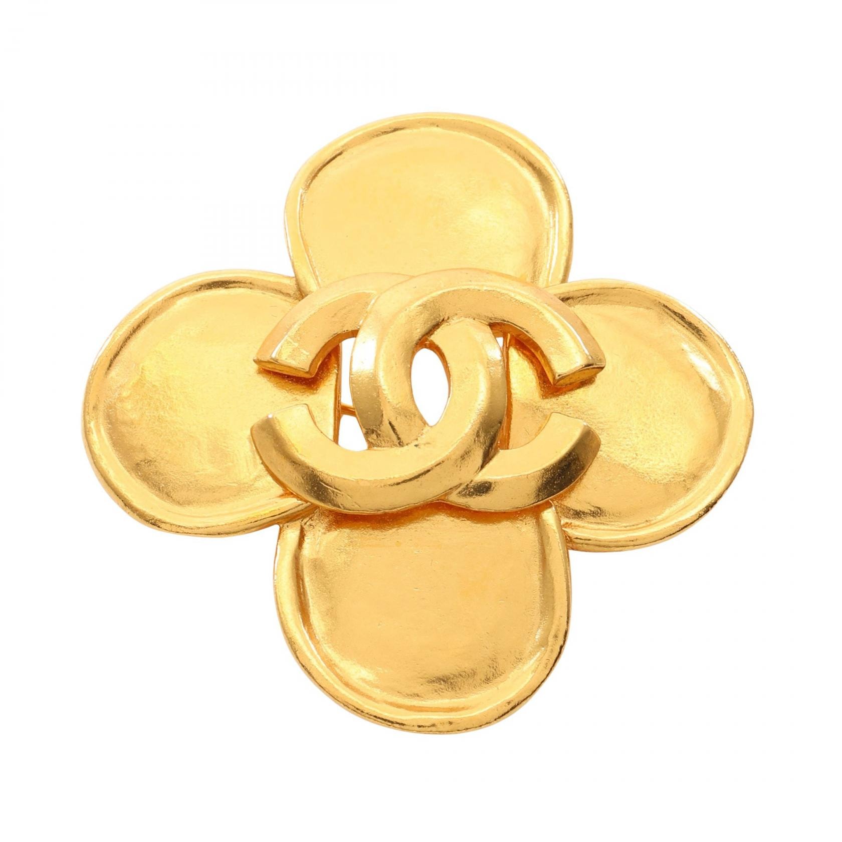 シャネル CHANEL ココマーク クローバー ブローチ アクセサリー GP(ゴールドメッキ) レディース ゴールド系 【中古】