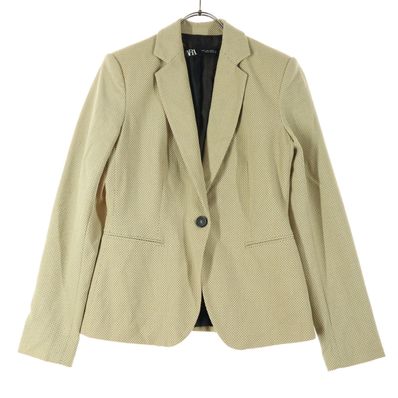 美品 ZARA ザラ ドット柄 長袖 テーラードジャケット 34 ブラウン