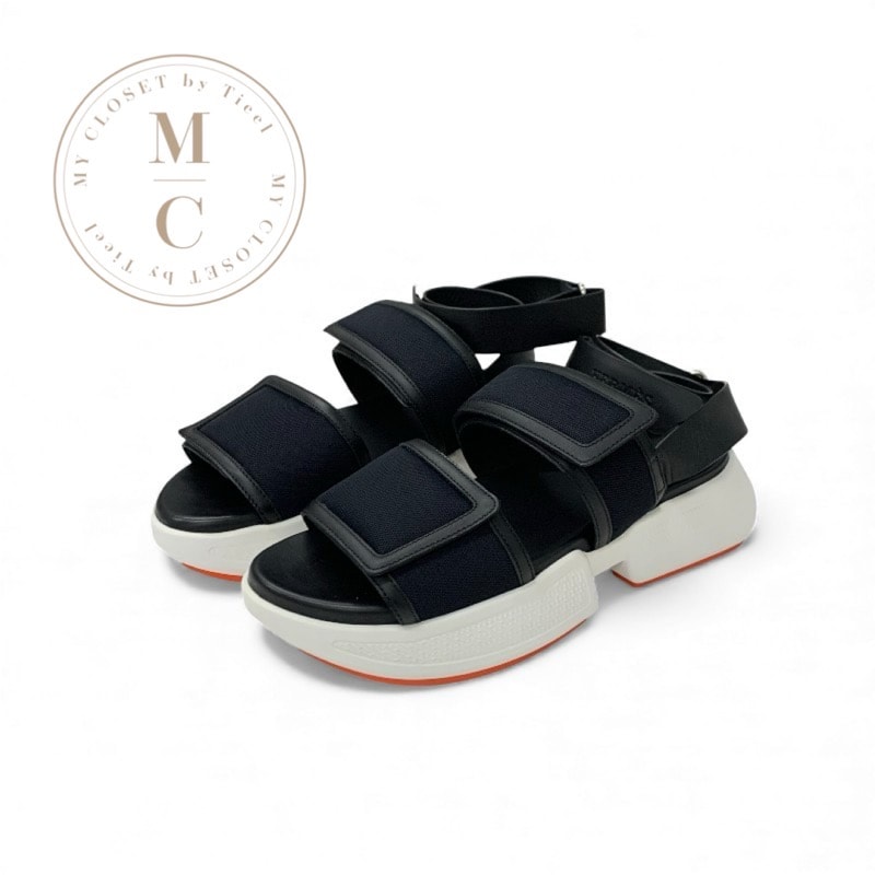 エルメス HERMES ギーク サンダル 靴 シューズ メッシュ レザー ブラック ホワイト ベルクロ ストラップ スポーツサンダル