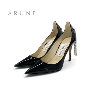 ジミーチュウ JIMMY CHOO SPRUCE95 パンプス 靴 シューズ パテント ブラック 黒 未使用 スター ラインストーン パーティーシューズ