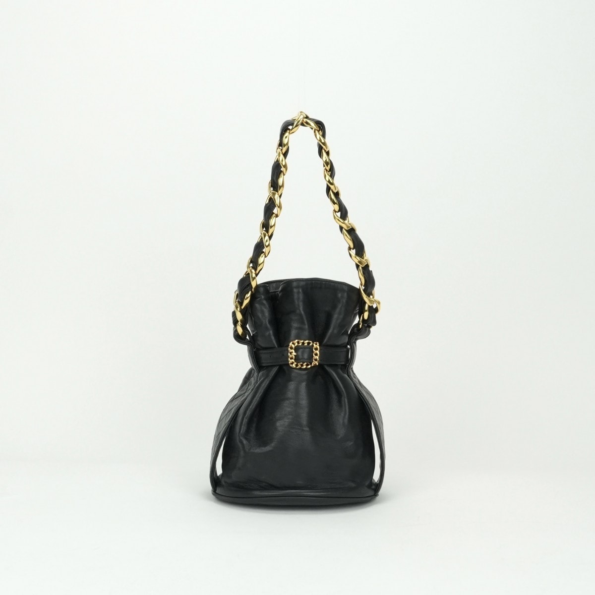 シャネル CHANEL バッグ ショルダーバッグ ラムスキン ブラック black 黒 ゴールド金具 巾着 チェーンショルダーバッグ ココマーク ベルト