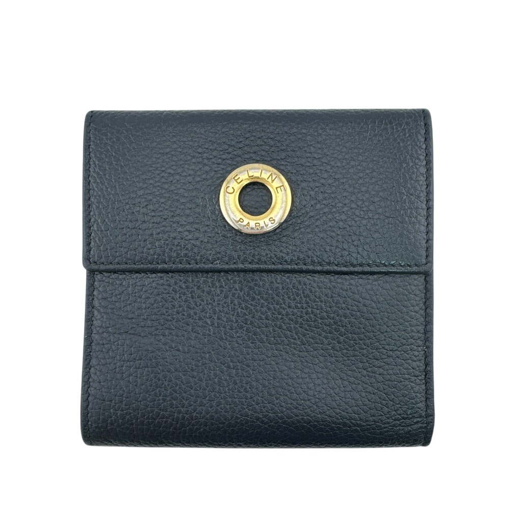 セリーヌ CELINE 三つ折り財布 サークルロゴ ネイビー