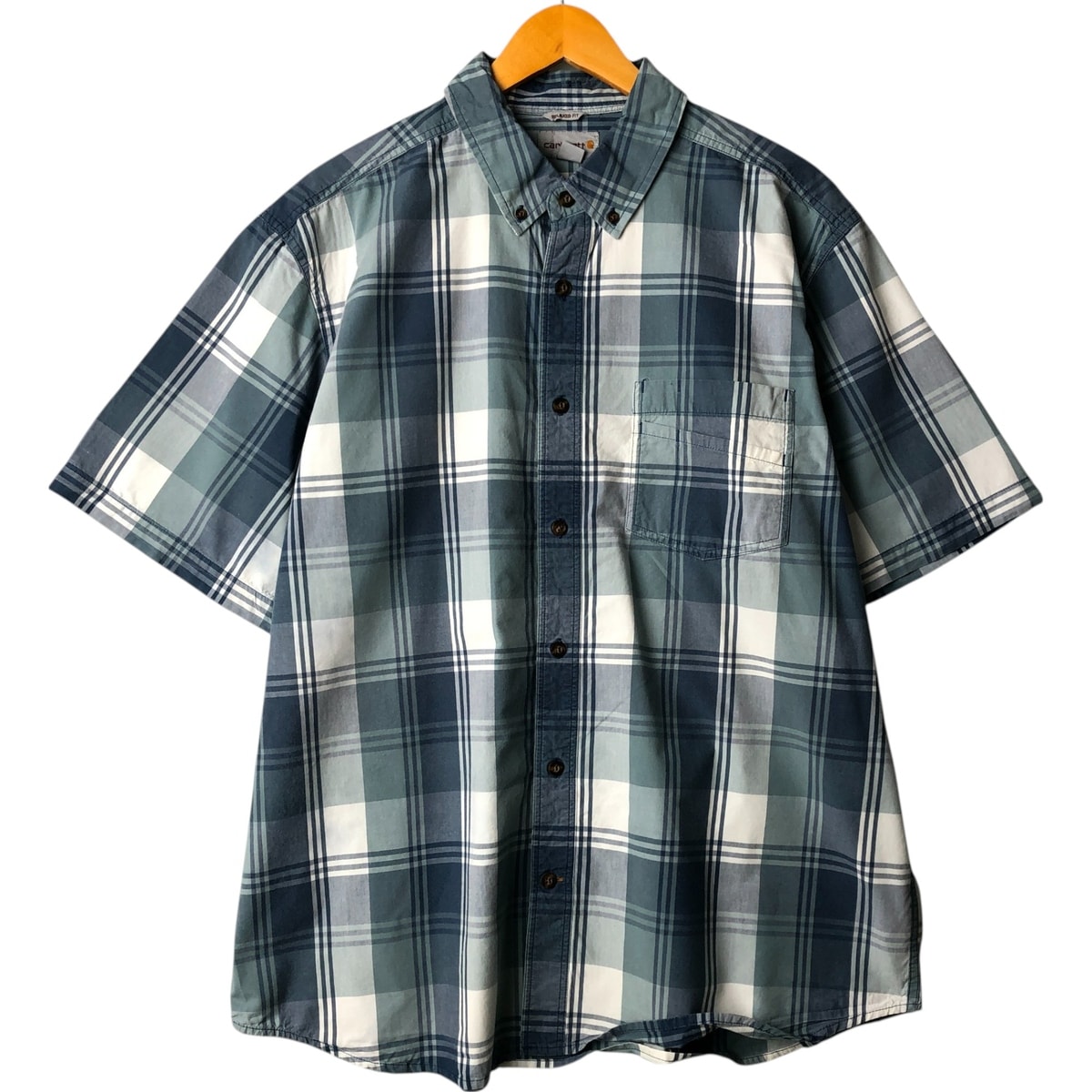 古着 カーハート Carhartt RELAXED FIT チェック柄 ボタンダウン 半袖 ワークシャツ メンズXL相当/eaa567915