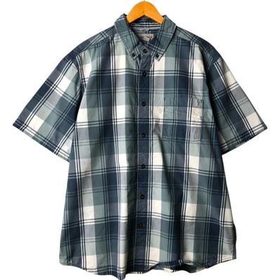 古着 カーハート Carhartt RELAXED FIT チェック柄 ボタンダウン 半袖 ワークシャツ メンズXL相当/eaa567915