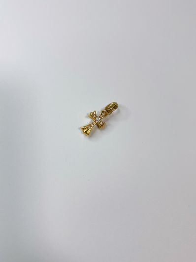 Chrome Hearts 22K CH Cross Baby Fat Charm with Pave Diamond "Yellow Gold"