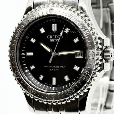SEIKO セイコー GCAX995 CREDOR クレドール 8J82-6A10 ブラック QZ メンズ 腕時計 稼働品