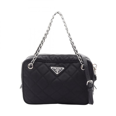 プラダ PRADA TESSUTO IMPUNTU 2WAY ハンドバッグ バッグ ナイロン サフィアーノレザー レディース ブラック系 1BH910 【中古】