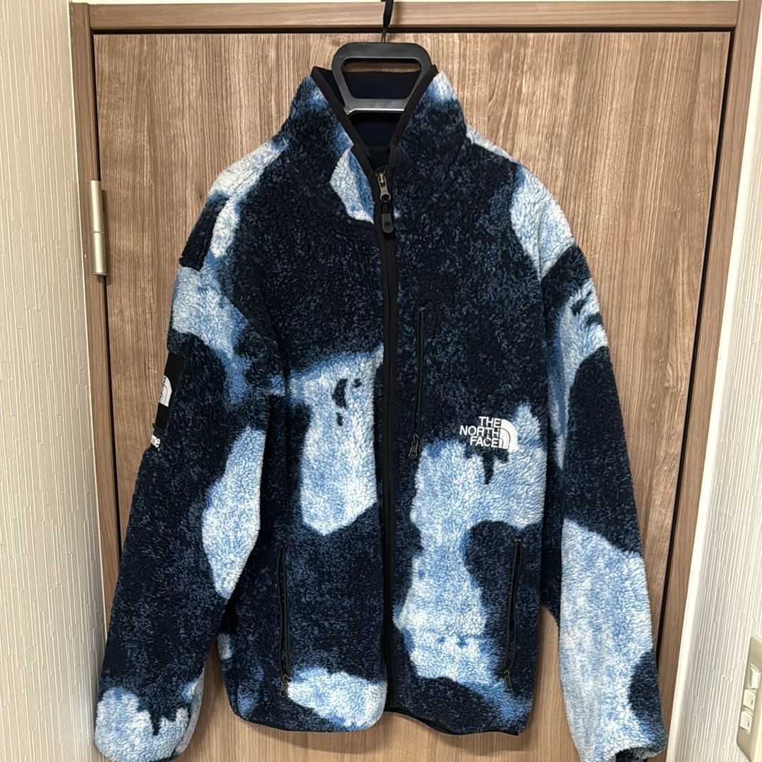 Supreme x The North Face Bleached Denim Print Fleece Jacket "Indigo"